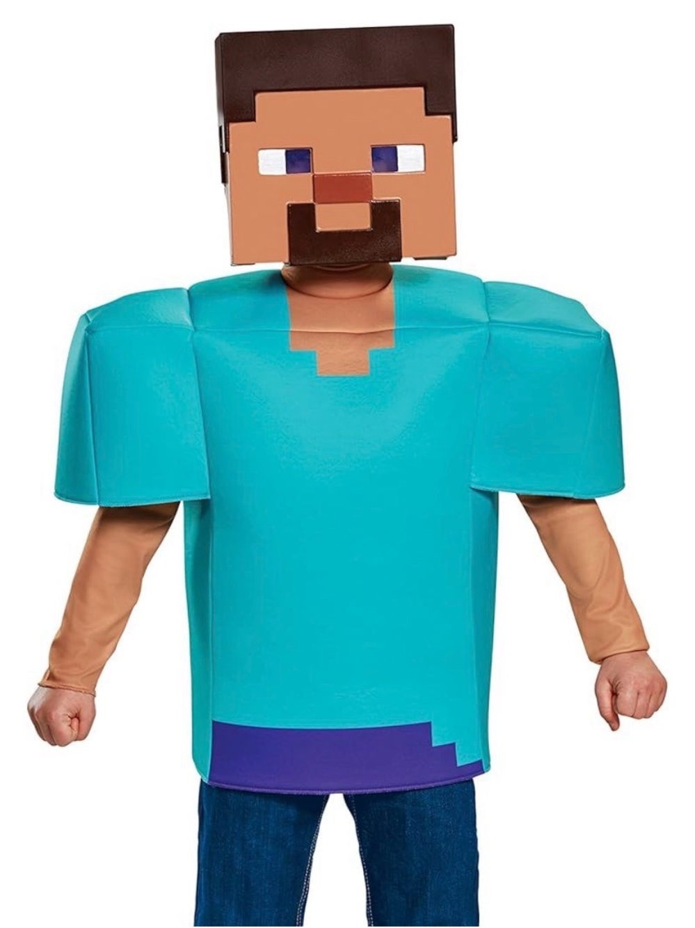 Kids Block Character Costume in Teal with Brown Mask